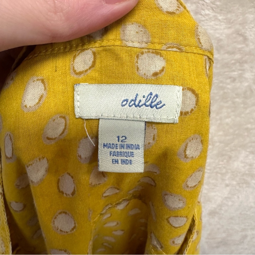 Anthropologie Odille high low Mustard yellow tunic top Oversized Lagenlook SZ 12 - Picture 5 of 8